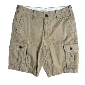 Abercrombie Cargo Baggy Shorts‎ Mens 29 Khaki Thick Skater 90s Y2K Style Retro